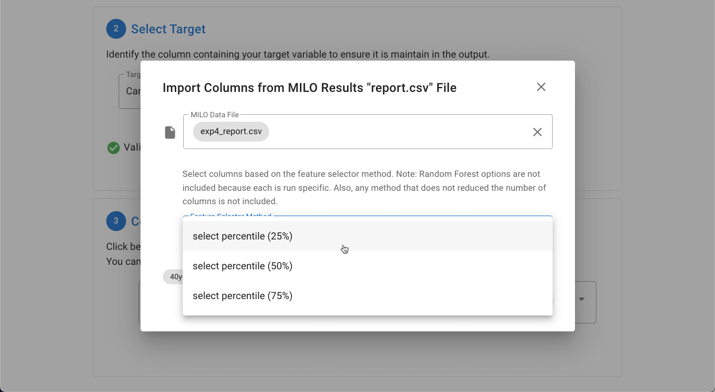 Import Columns from MILO