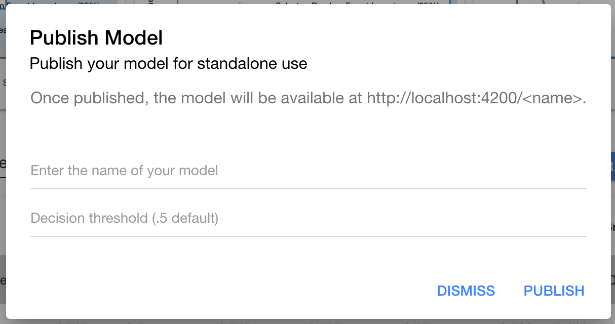 Publish Model Modal