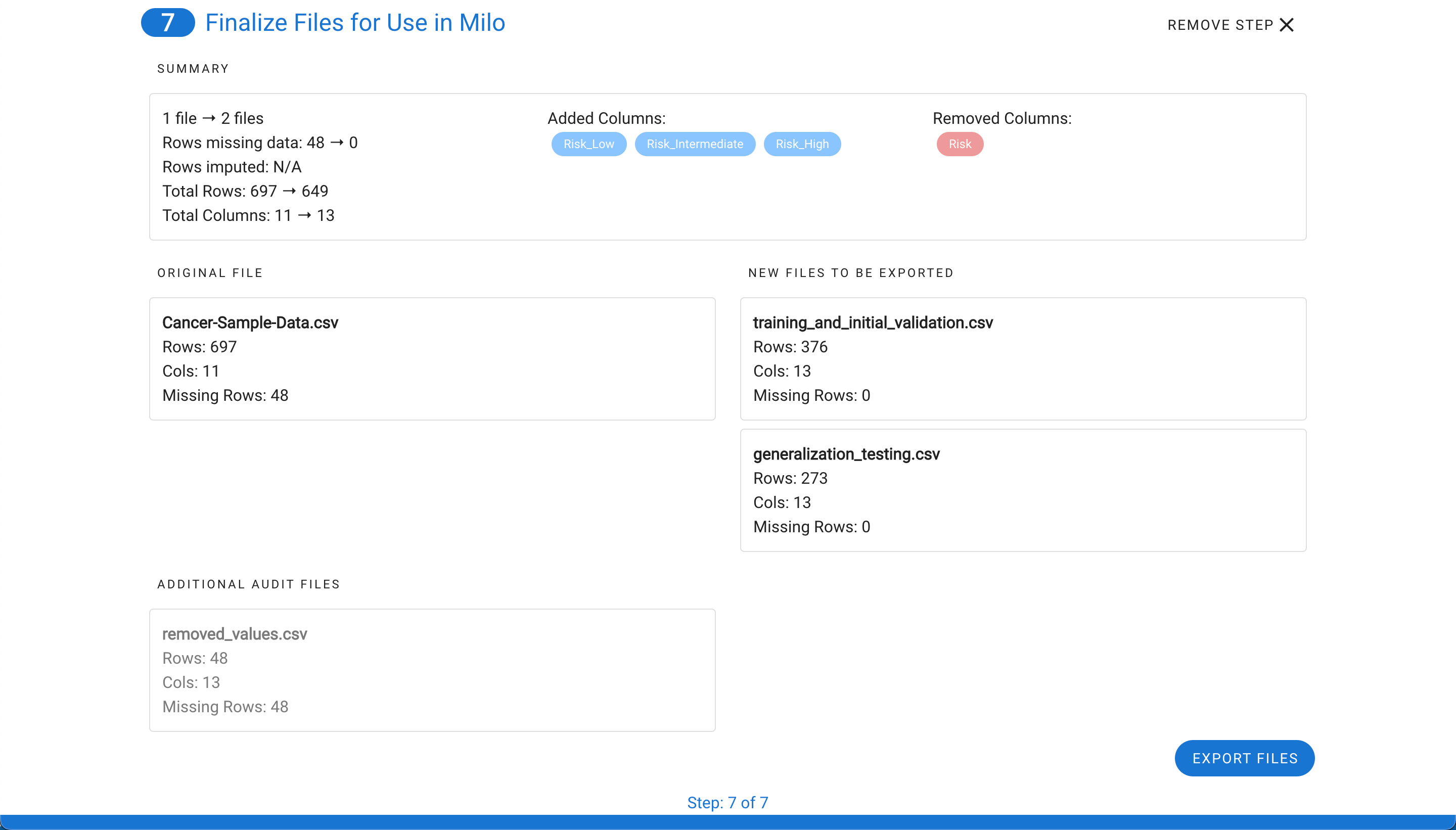 Finalizing Files for Use in MILO